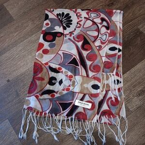 Pashmina Colorful Patterned Scarf with Fringe 100%wool